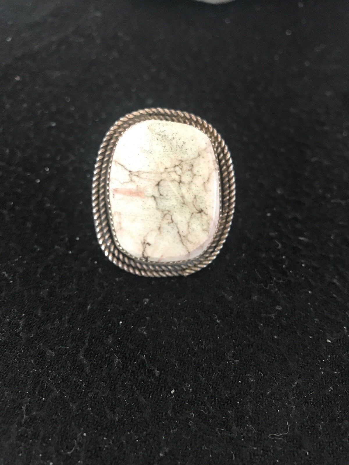 White Wild Horse Turquoise Navajo Sterling Silver Ring Size 5.5 2937