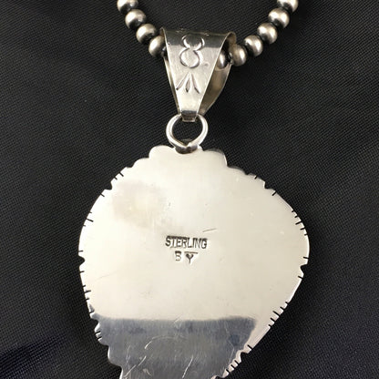 Blue Turquoise#8 Pendant Navajo Pearls Sterling Silver Necklace 17960