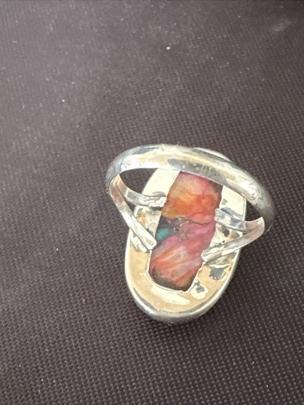 Blue Turquoise Purple Spiny Oyster Navajo Sterling Silver Ring Size 6 18204