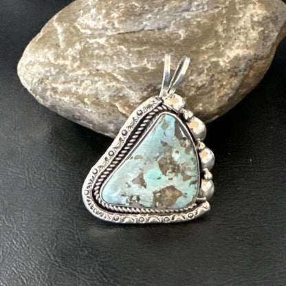 Men Women Blue Turquoise Pendant Navajo Sterling Yazzie 19527