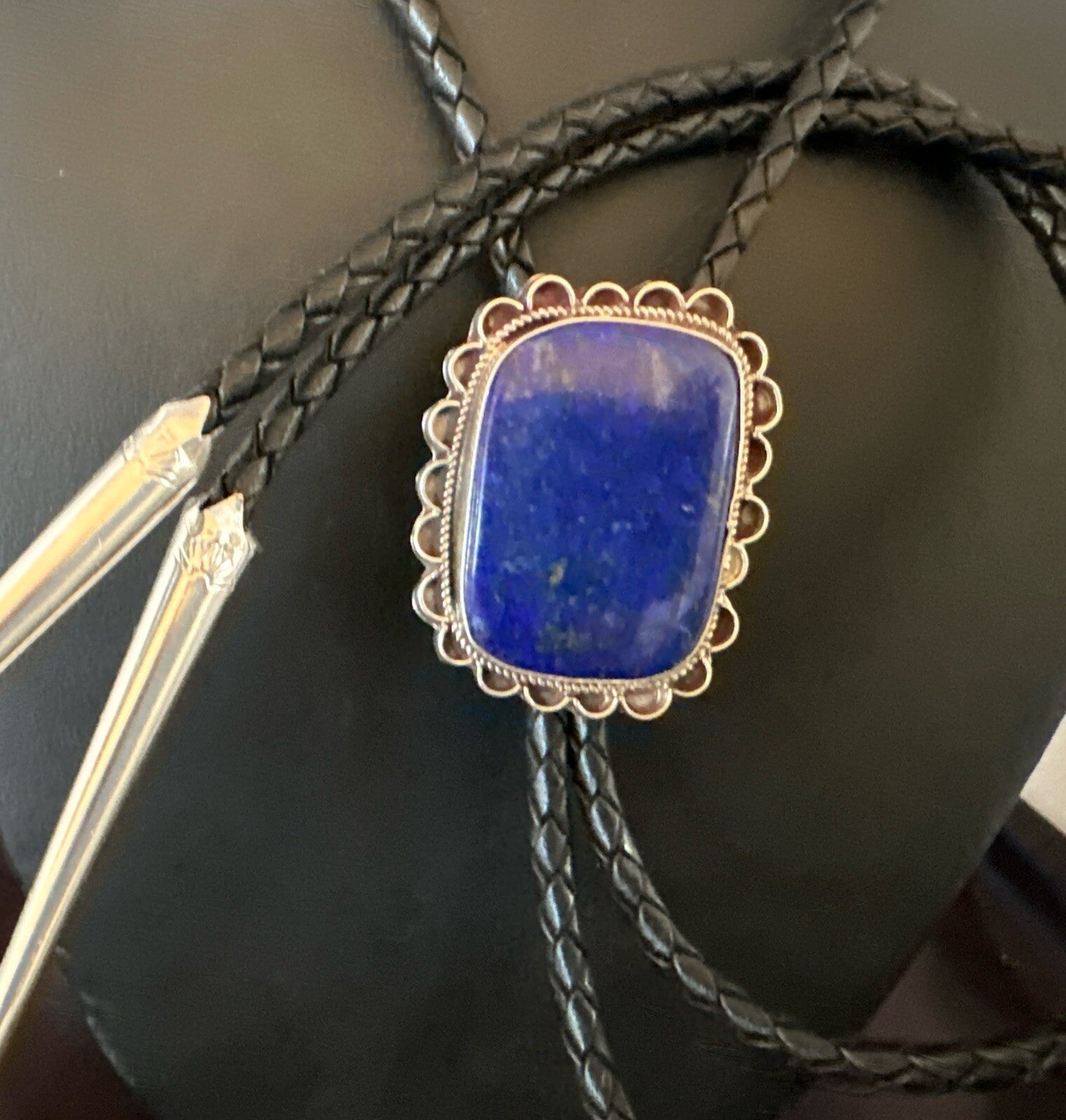 Mens Blue Lapis Lazuli Navajo Sterling Silver Bolo Tie 18660