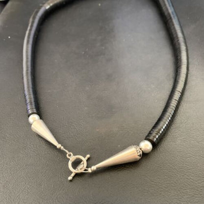 Navajo Black Onyx Bead Necklace 24" Native American Handmade 12528