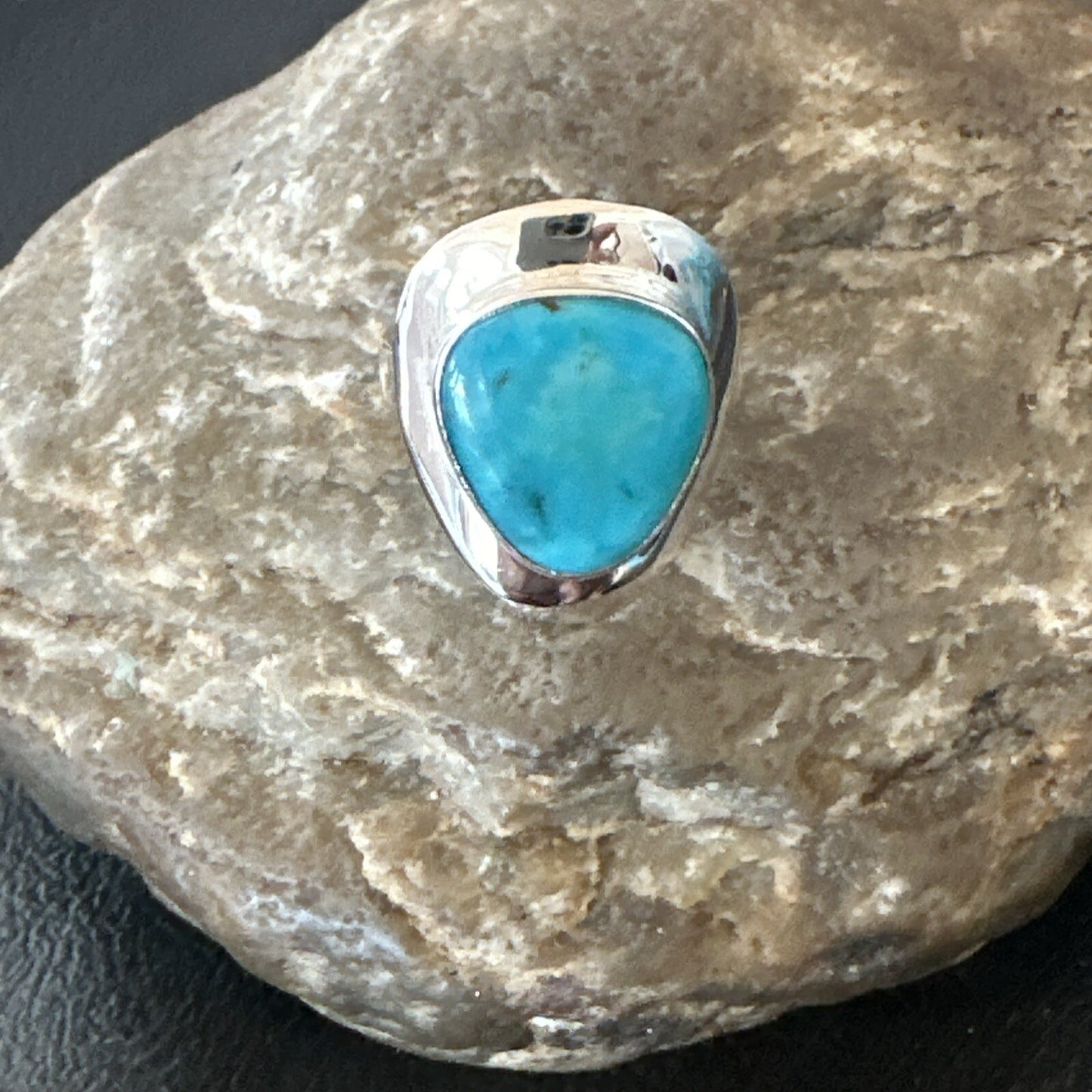 Southwestern Sterling Silver Blue Kingman Turquoise Ring Size 7 18506