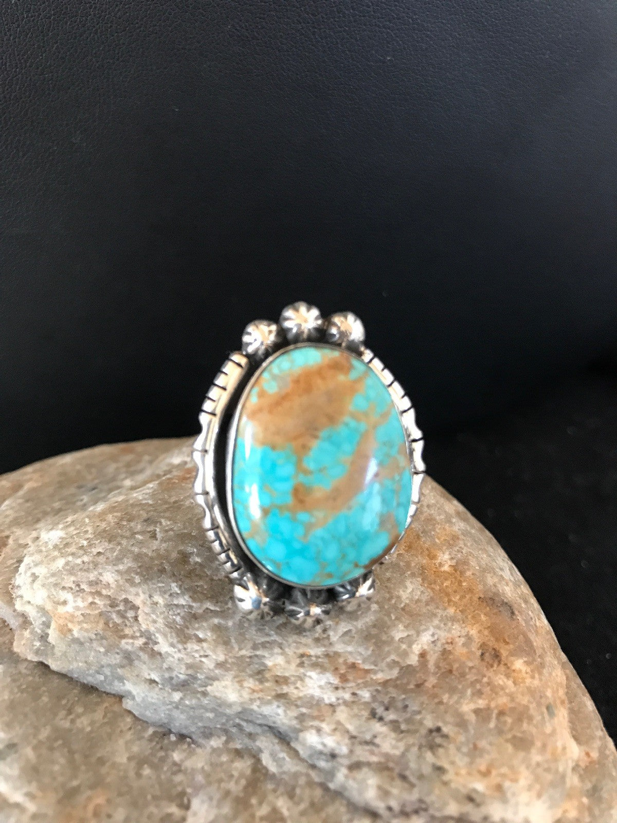 Blue Turquoise #8 Navajo Indian Sterling Silver Ring Size 5.5 3531
