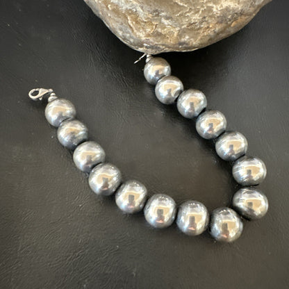 14mm Round Beads 8” Sterling Silver Beads Bracelet 91408