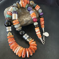 Tommy Rosita Singer T R Sterling Silver Orange Spiny Onyx Necklace 20in 19411