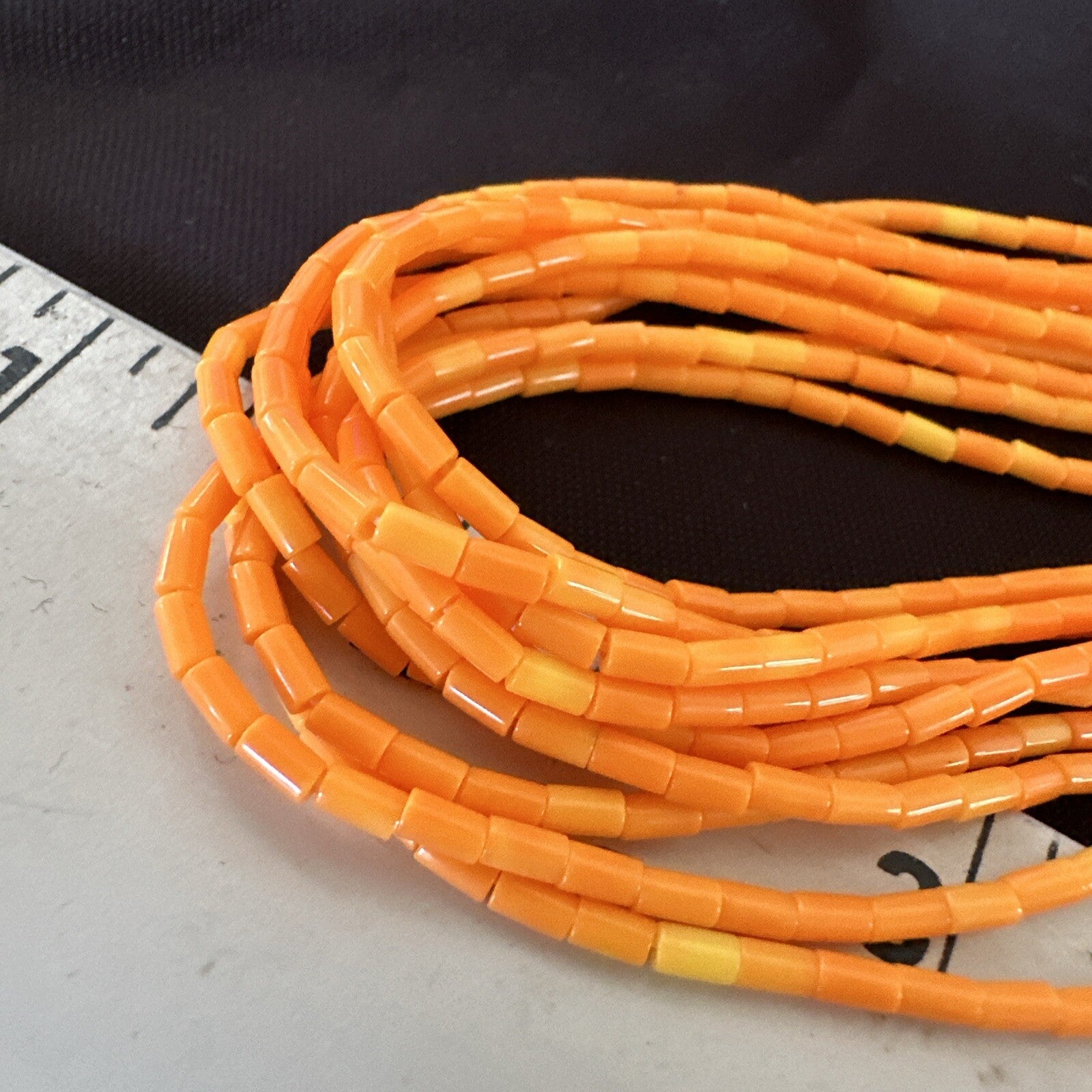 Stabilized Orange Heishi 10S Sterling Silver Necklace 20” 18163
