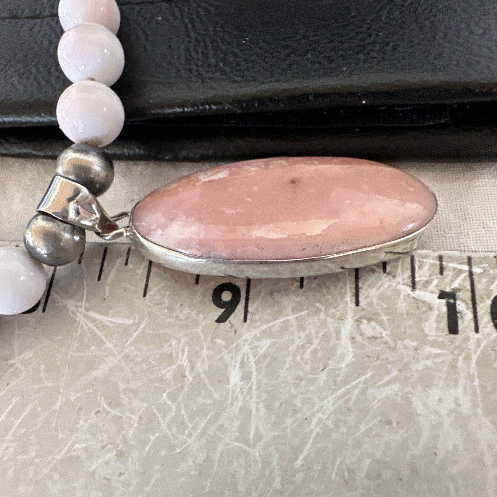 Southwestern Sterling Silver Pink Queen Conch Bead Necklace Pendant 20" 19582