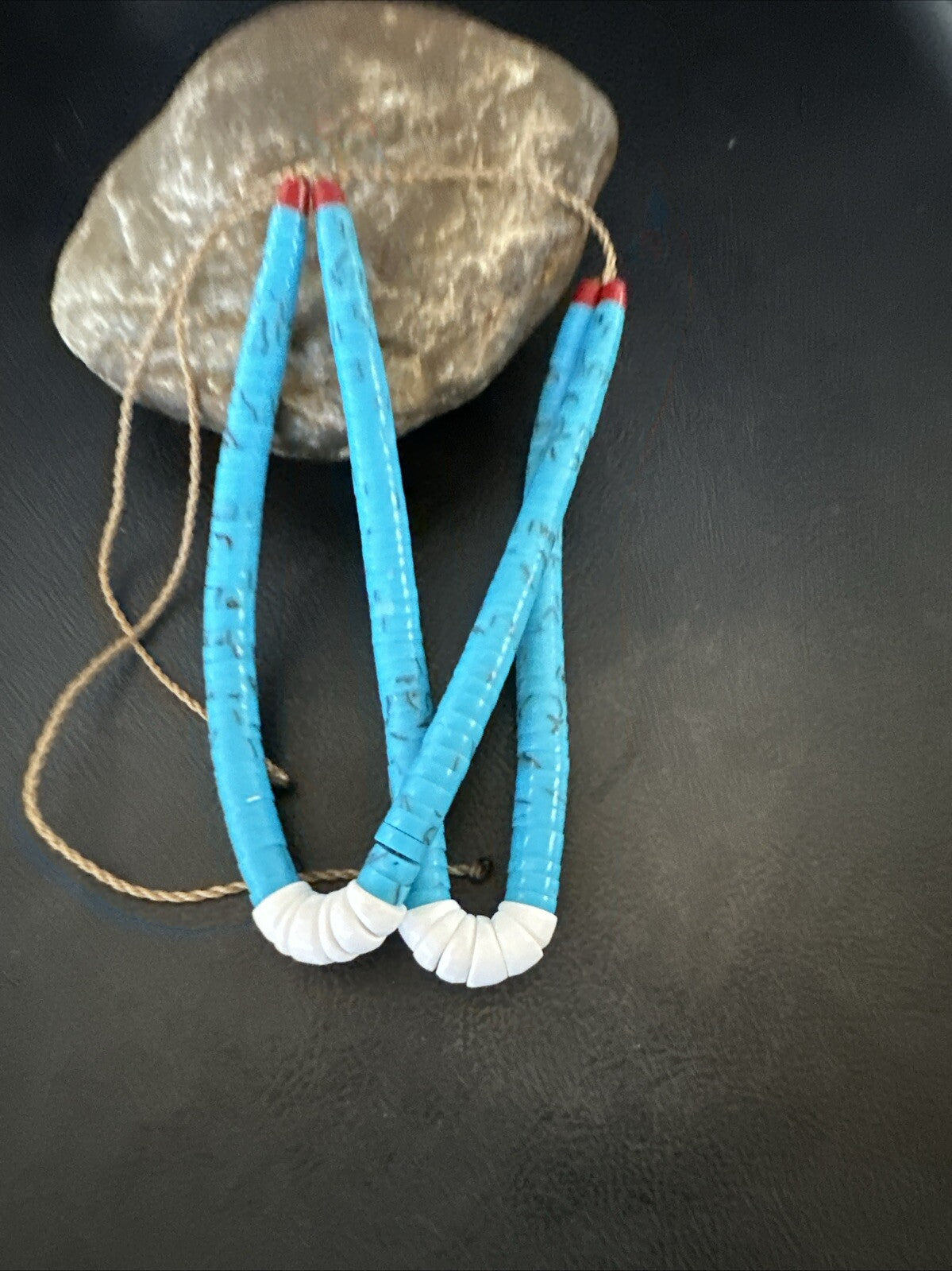 Stabilized Blue Turquoise Jacla Double White Santo Domingo 4.5" 18165