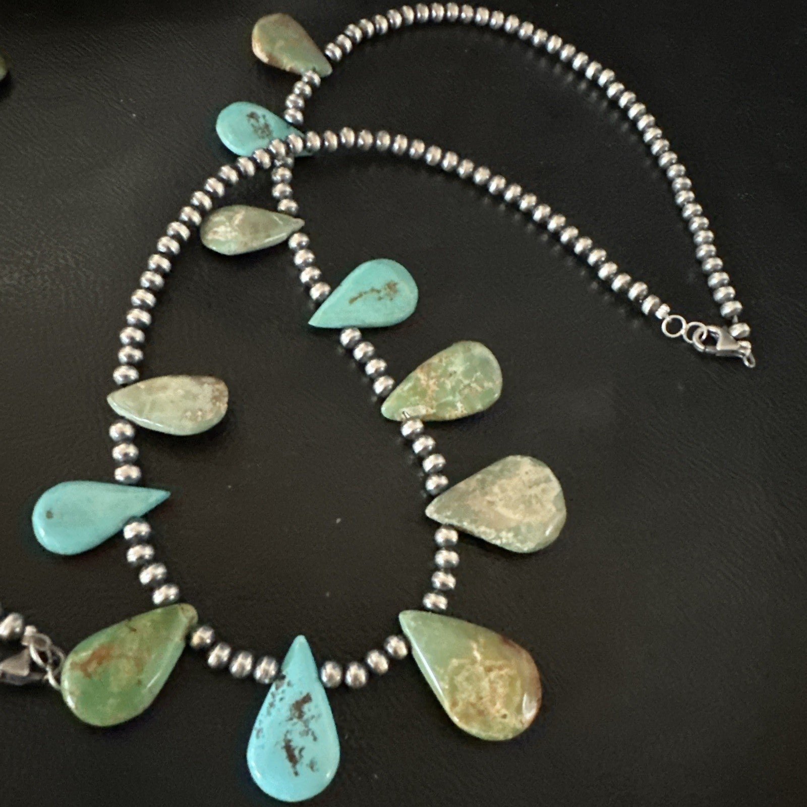Navajo Pearls Sterling Silver Royston Turquoise 20" Necklace 19232