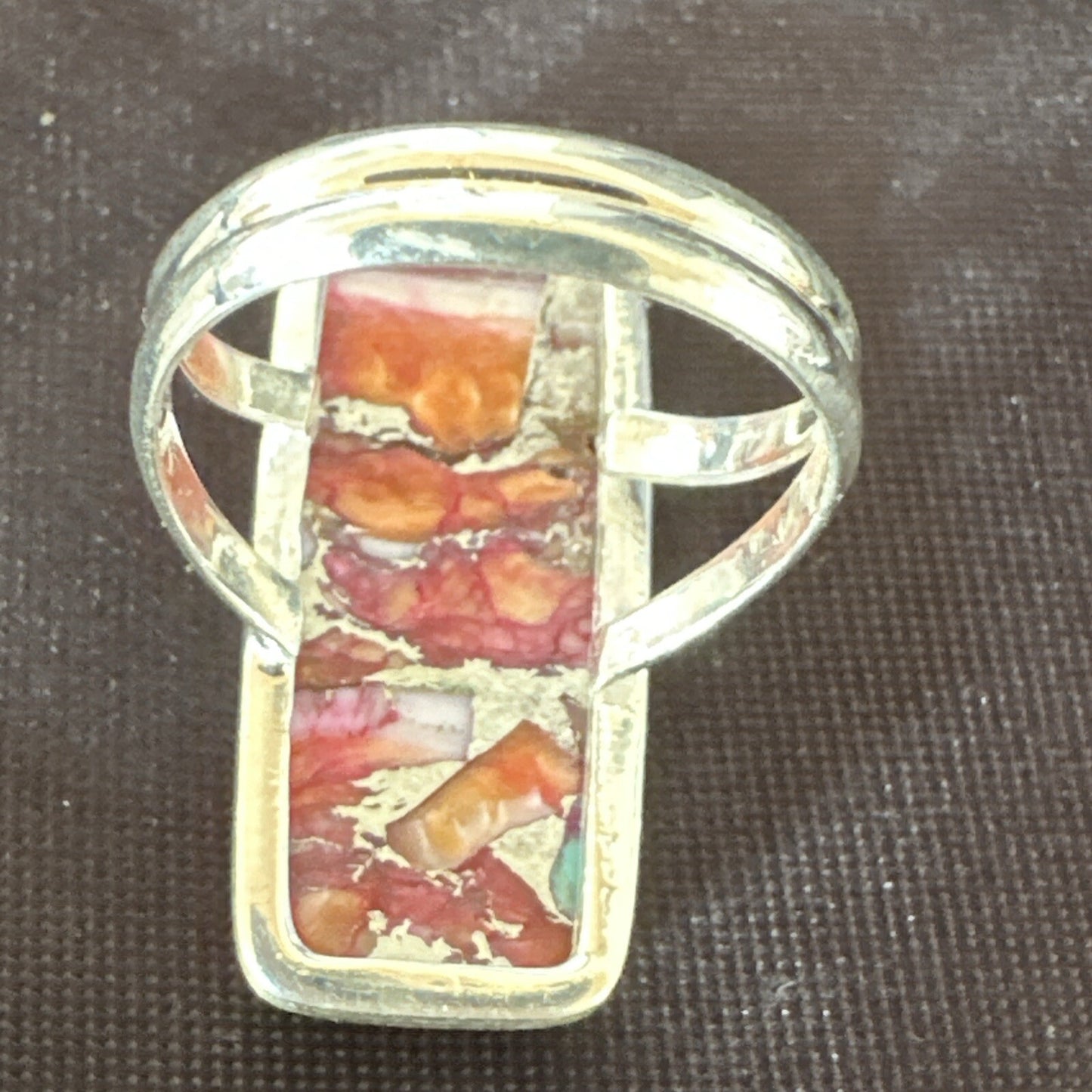 Blue Turquoise Spiny Oyster Navajo Sterling Silver Ring Size 7 18227