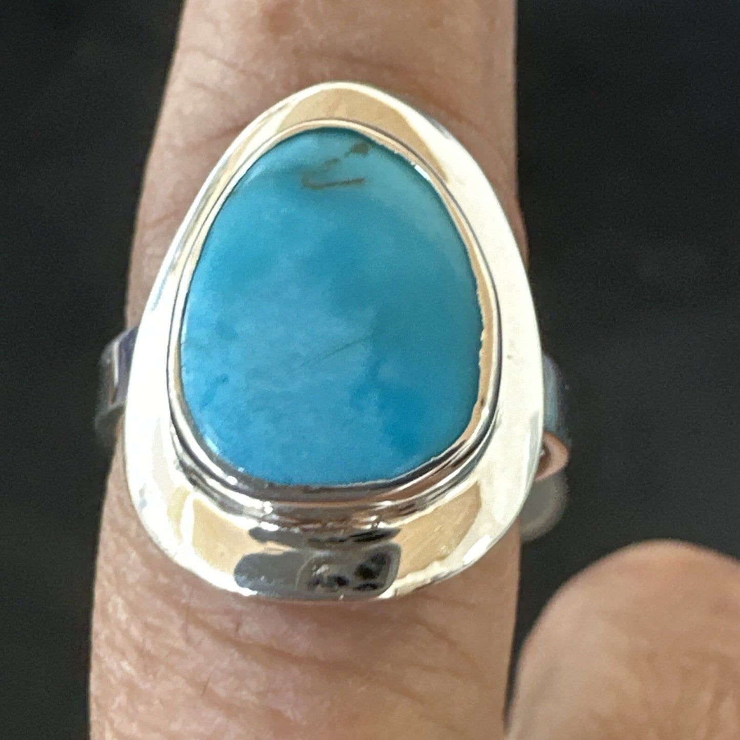 Southwestern Sterling Silver Blue Kingman Turquoise Ring Size 9 18527