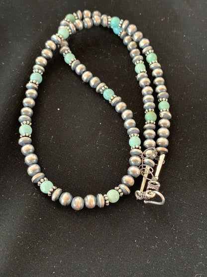 Navajo Pearls Sterling DRY CREEK Turquoise Bead Necklace 22" Sale 13310