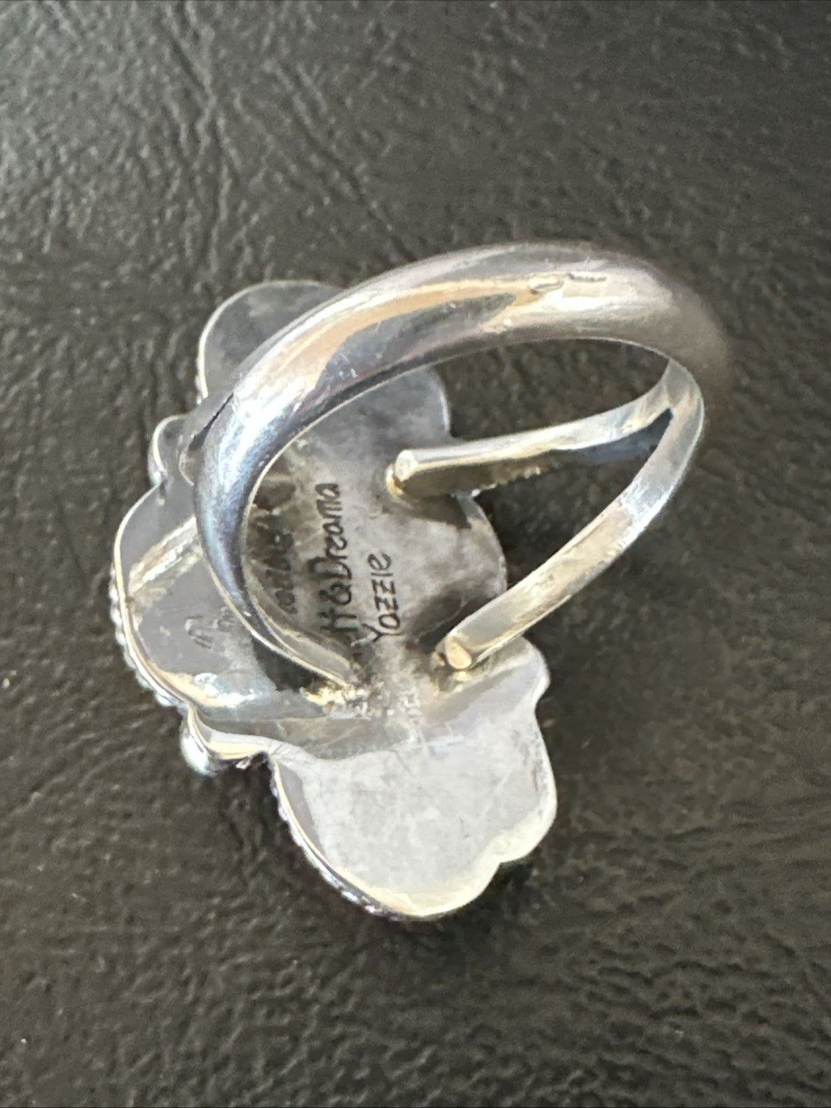Orange Spiny Oyster Cluster Navajo Sterling Silver Ring Size 9.5 19184
