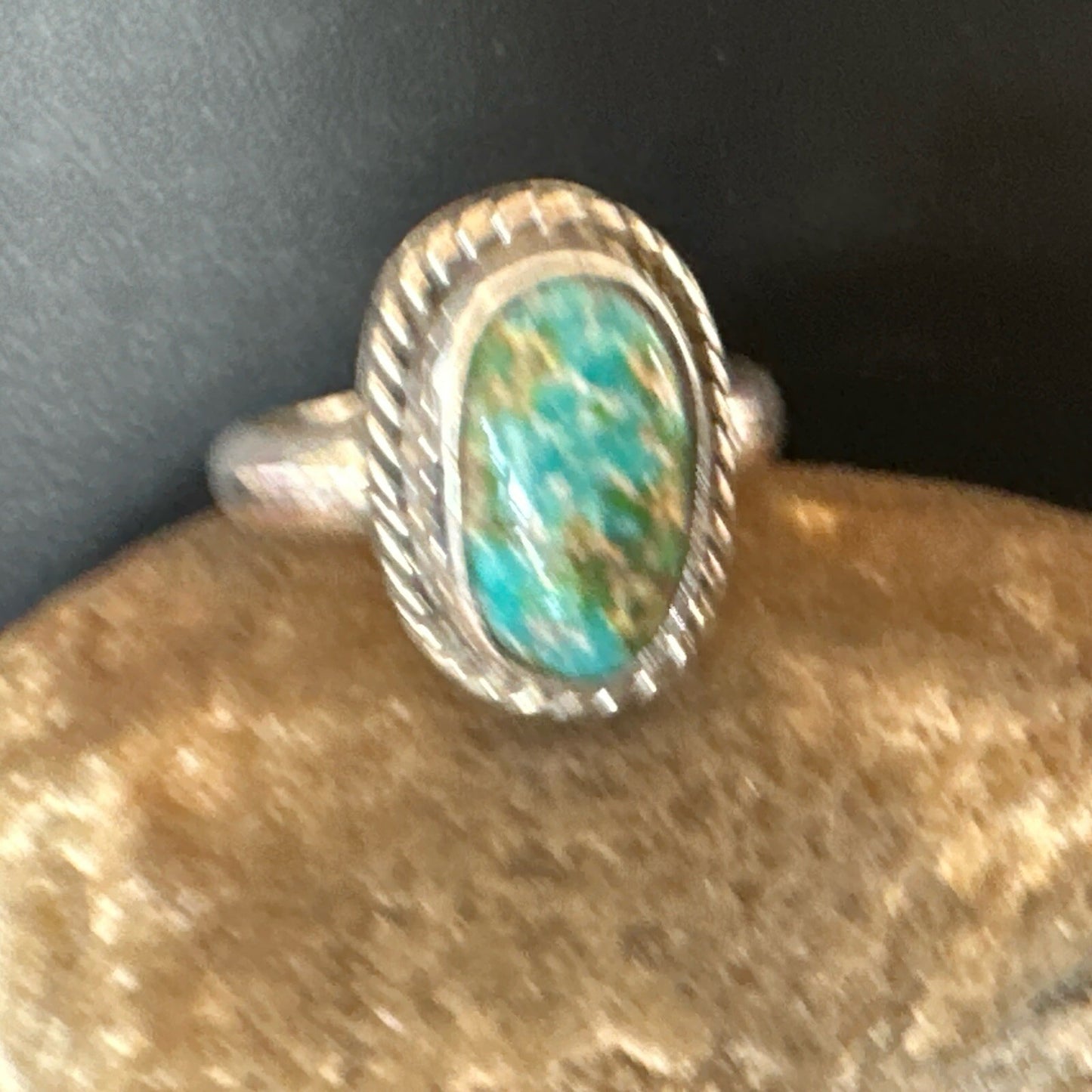 Womens Blue Sonoran Turquoise Navajo Sterling Silver Ring Size 10 18004