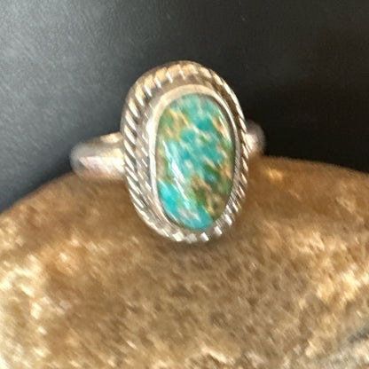Womens Blue Sonoran Turquoise Navajo Sterling Silver Ring Size 10 18004