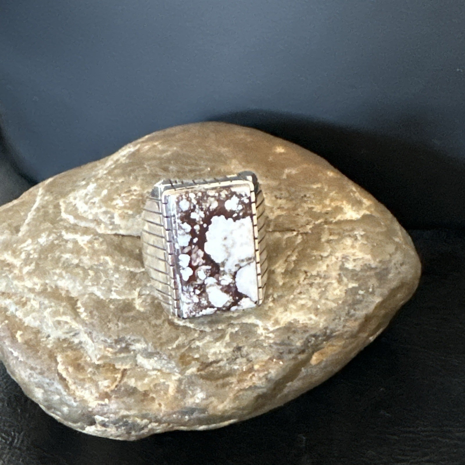 Mens Wild Horse Turquoise Navajo Sterling Silver Ring Sz 13.5 19409