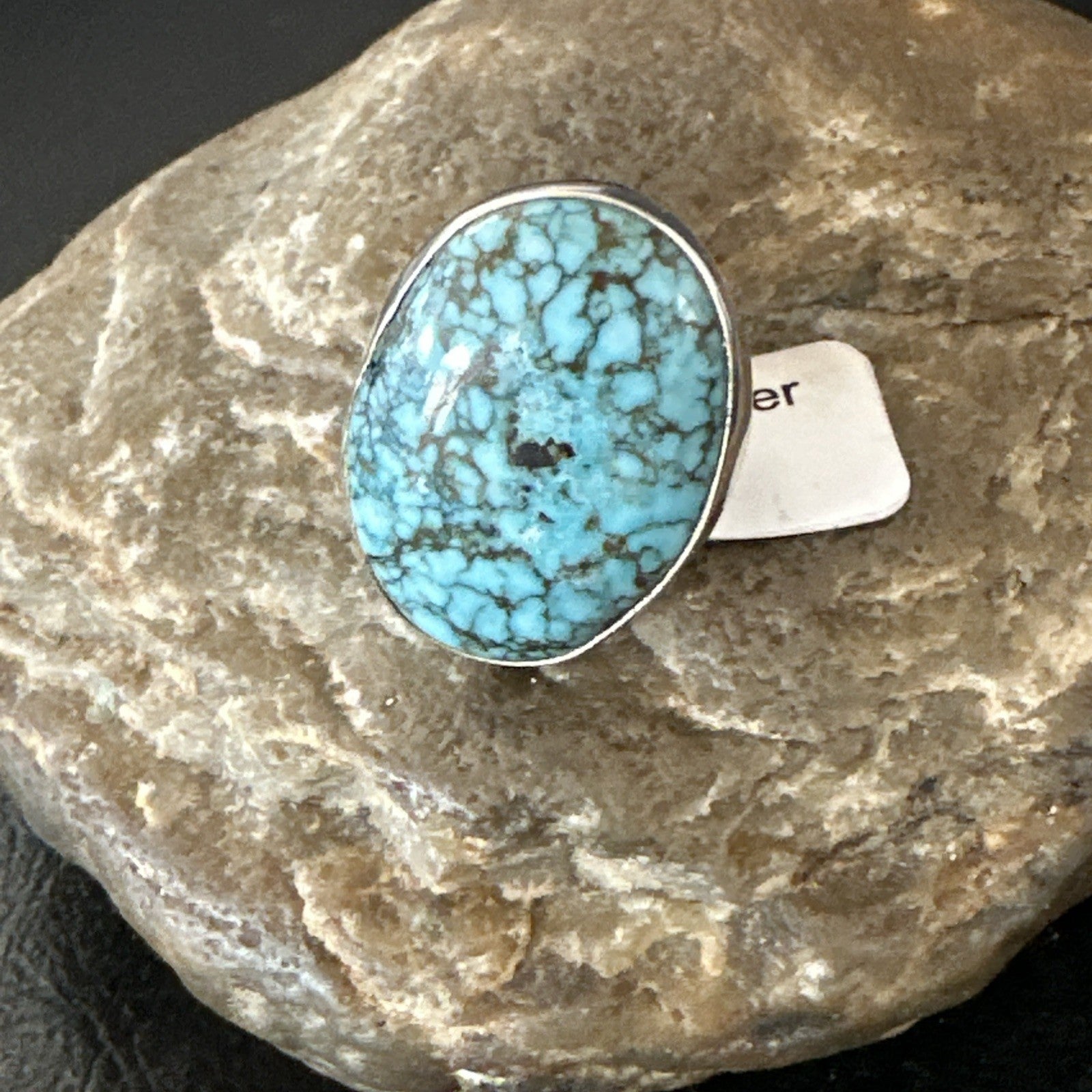 Blue Turquoise#8 Southwestern Sterling Silver Ring Size 7 19739