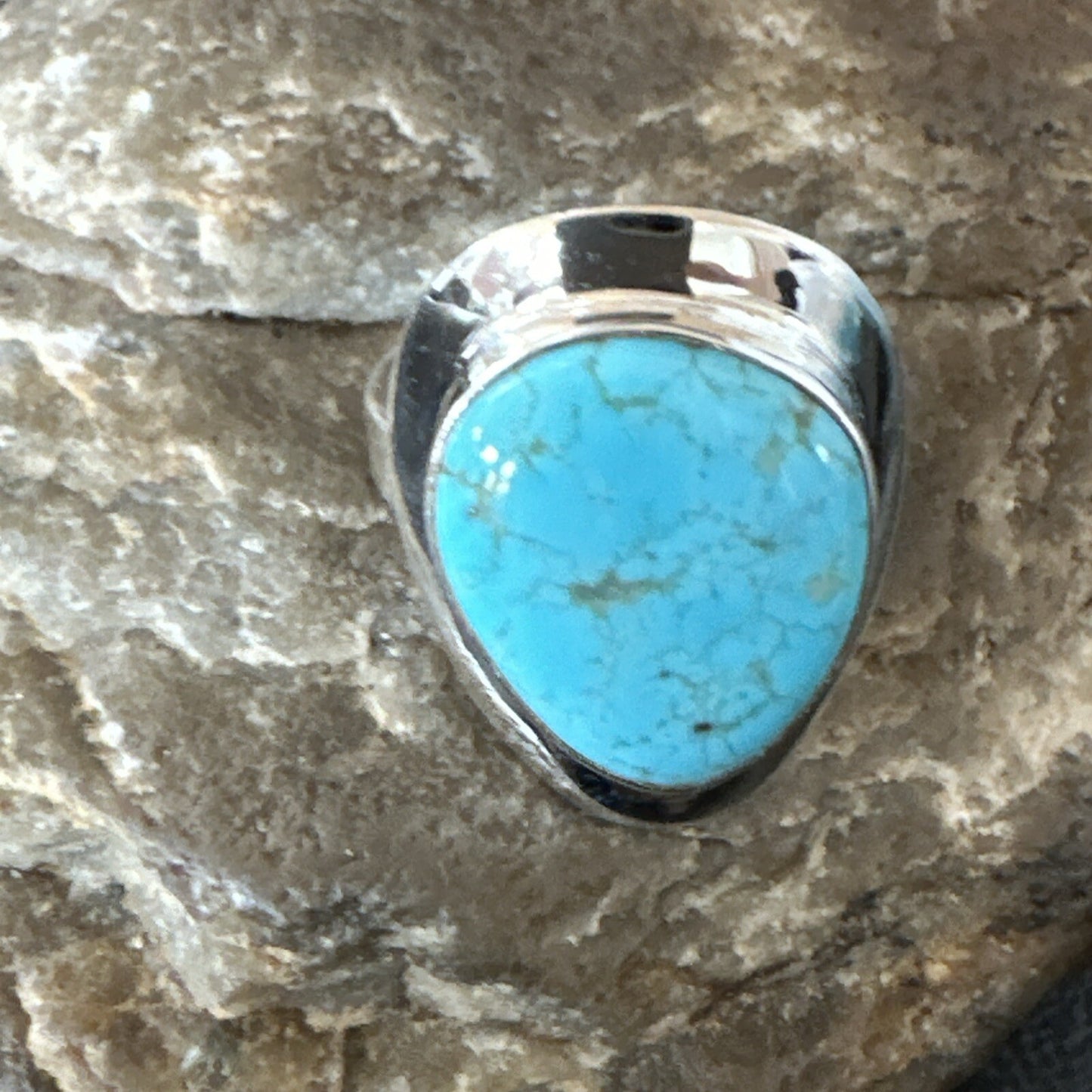 Blue Turquoise Spiny Oyster Southwestern Sterling Silver Ring Size 10 18532