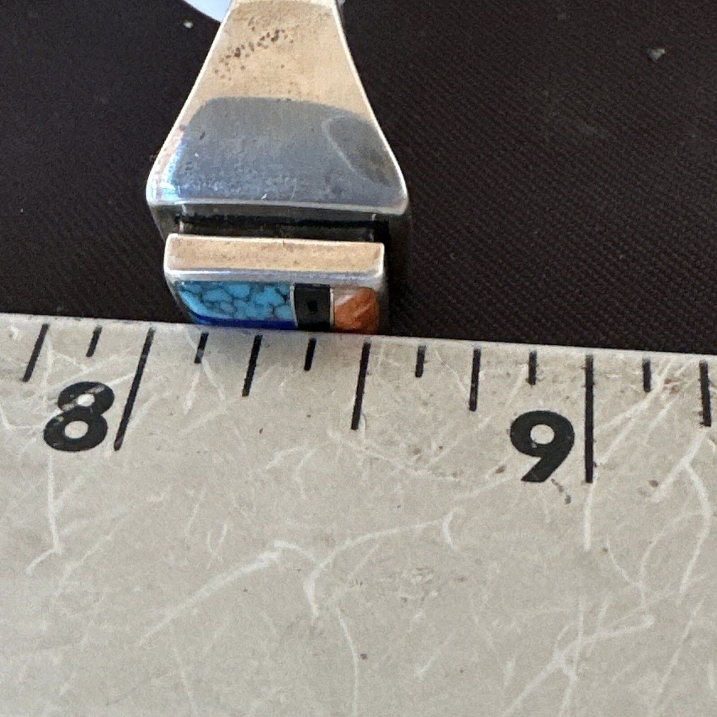 MultiColor Navajo Sterling Turquoise Spiny Oyster Inlay Ring Sz 7.5 18711