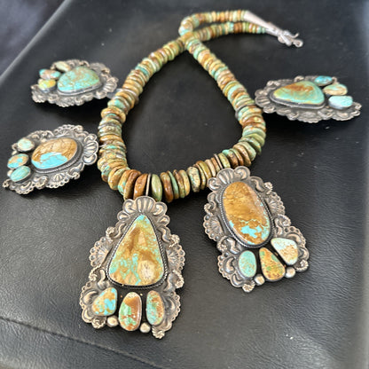 Statement Royston Turquoise Old Pawn 5 Navajo Sterling Silver Necklace 23" 19127