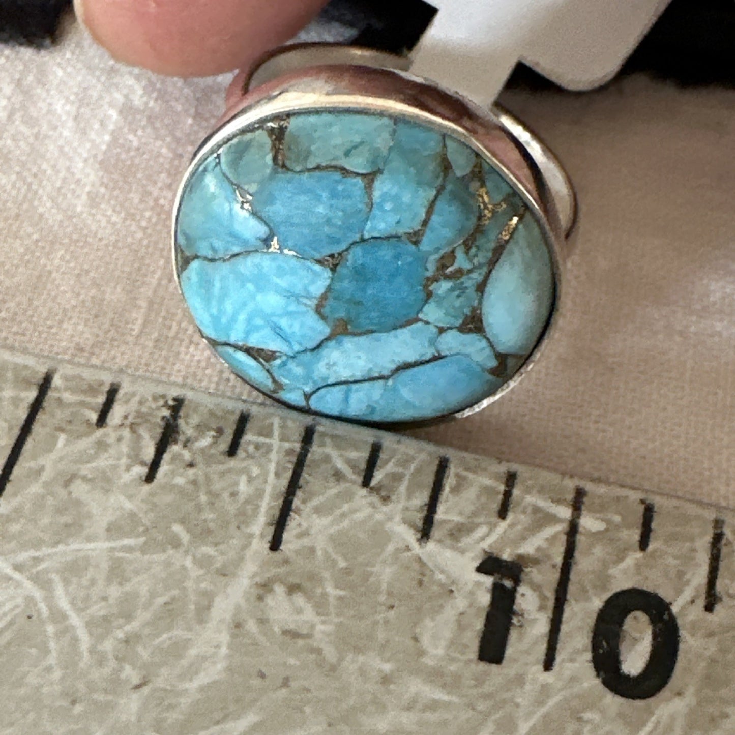 Blue Turquoise#8 Southwestern Sterling Silver Ring Size 7 19741