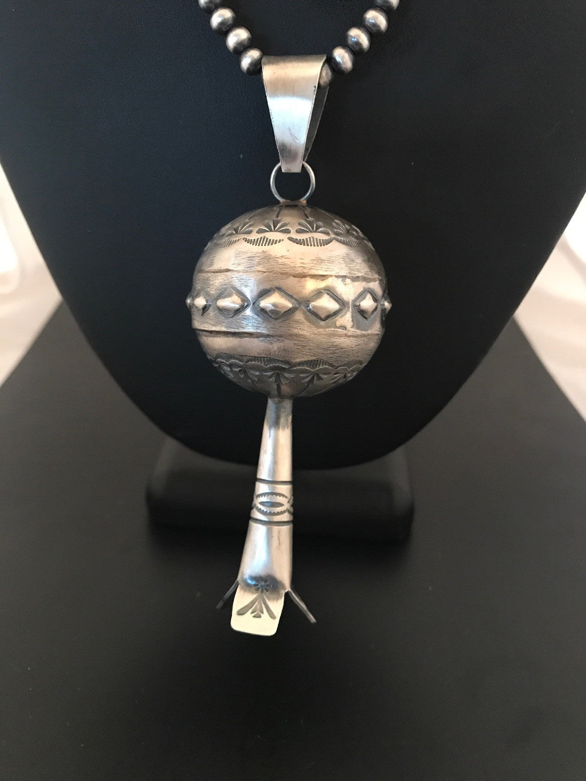 Navajo YAZZIE Sterling Silver LG Naja Necklace Pendant 4" 08394