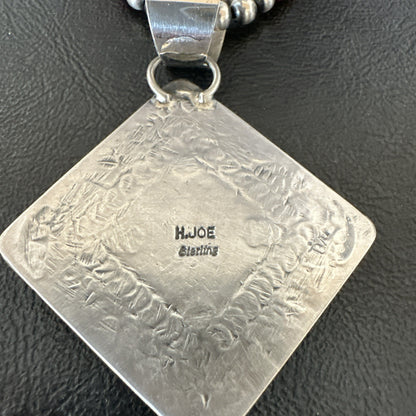 H Joe Purple Spiny Oyster Pendant Navajo Sterling Silver Necklace 19483