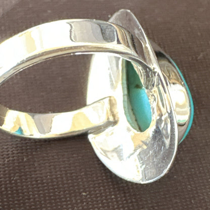 Southwestern Sterling Silver Blue Kingman Turquoise Ring Size 8 18519