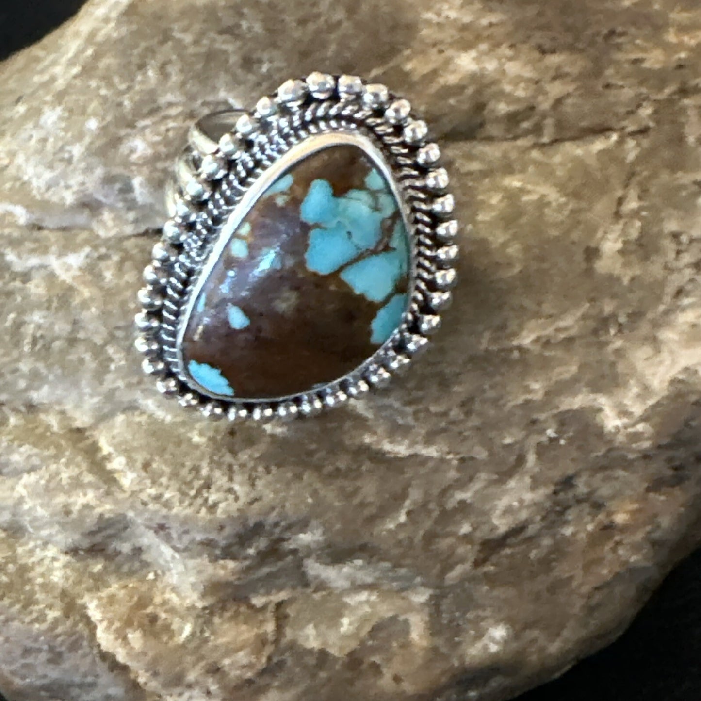 Blue Turquoise #8 Navajo Sterling Silver  Ring Size 6 18826