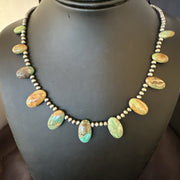 Beads Royston Turquoise 20"Necklace | Sterling Silver | Authentic Native American Handmade | 18855