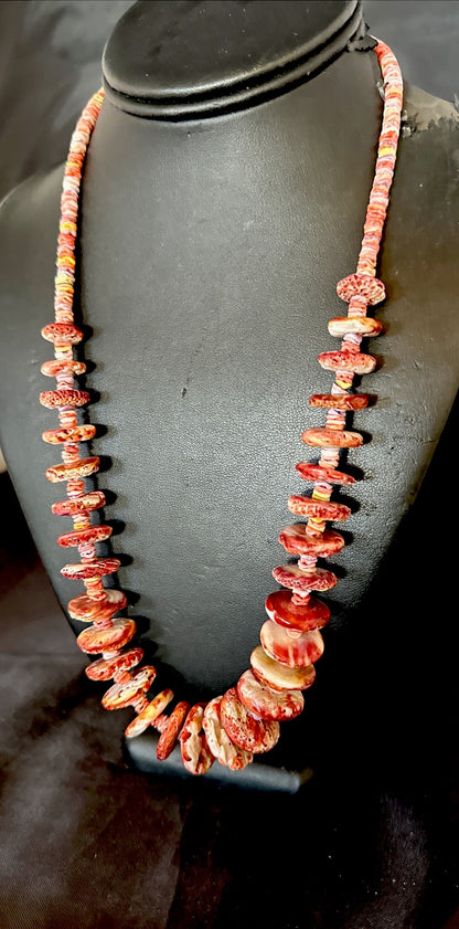 Purple Spiny Oyster Heishi Navajo Sterling Silver Necklace 24” 17781