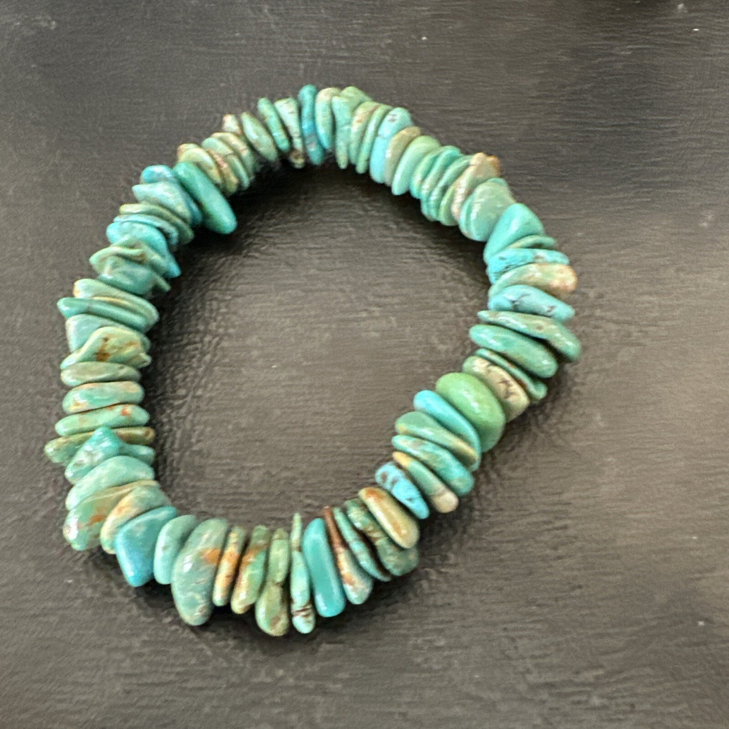 Mens Womens Blue Green Turquoise Stretch Stone Friendship Bracelet 7" 18856