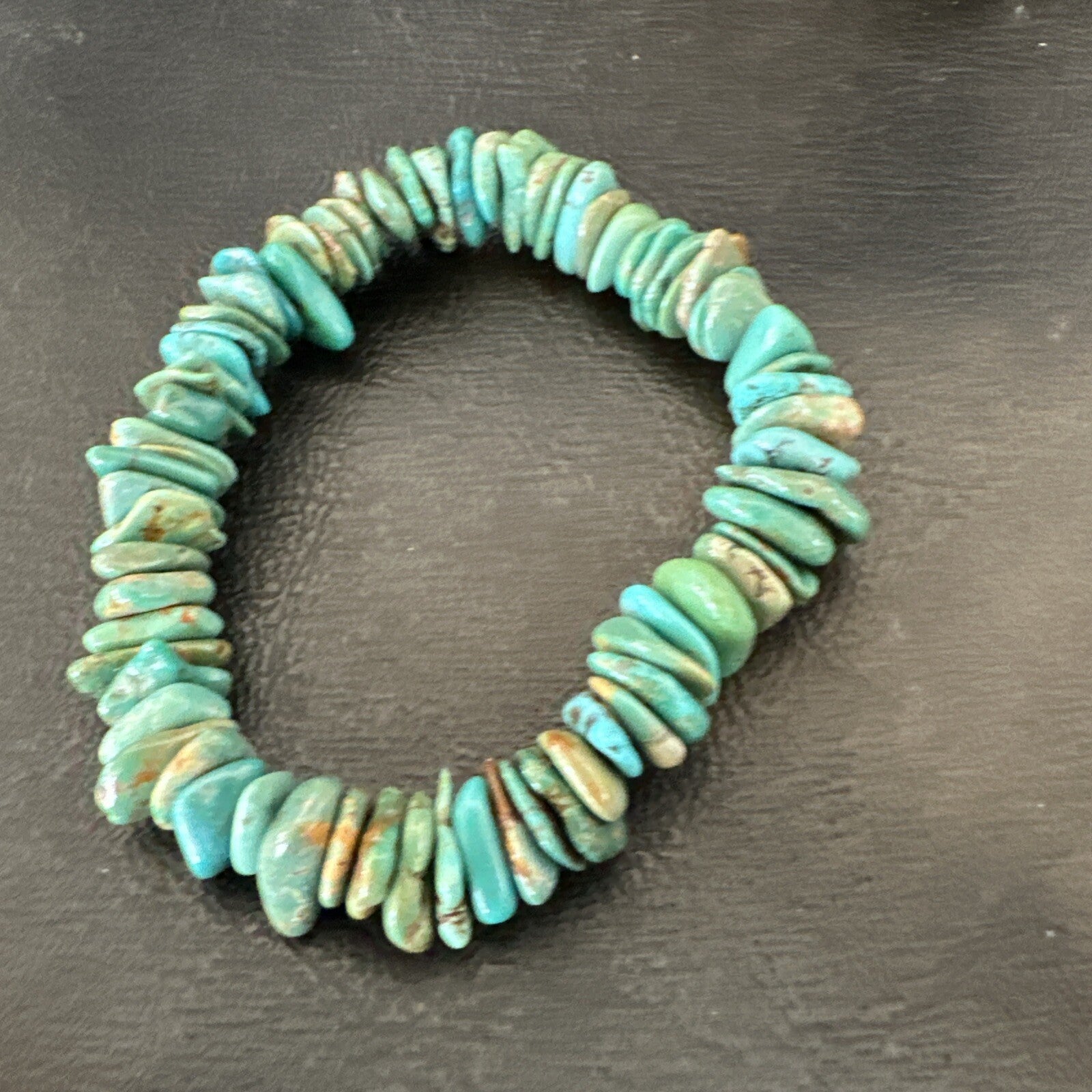 Mens Womens Blue Green Turquoise Stretch Stone Friendship Bracelet 7" 18856