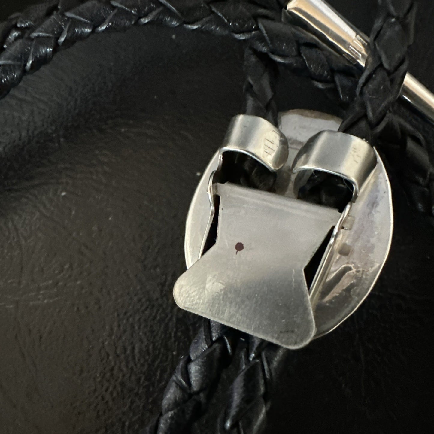 Mens BOLO TIE WHITE BUFFALO TURQUOISE Sterling Silver Navajo 1" 19123