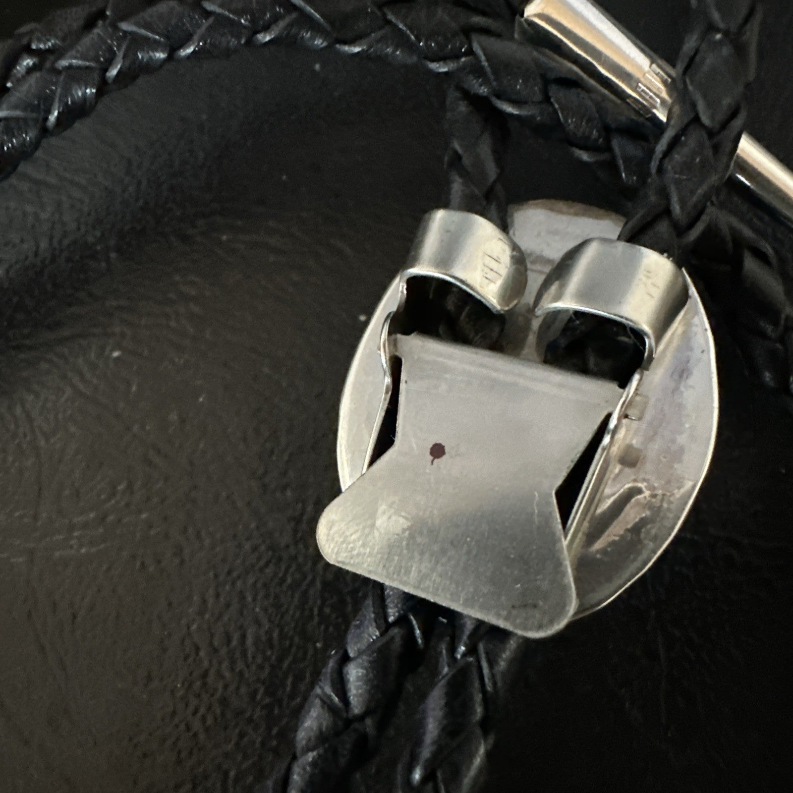 Mens BOLO TIE WHITE BUFFALO TURQUOISE Sterling Silver Navajo 1" 19123