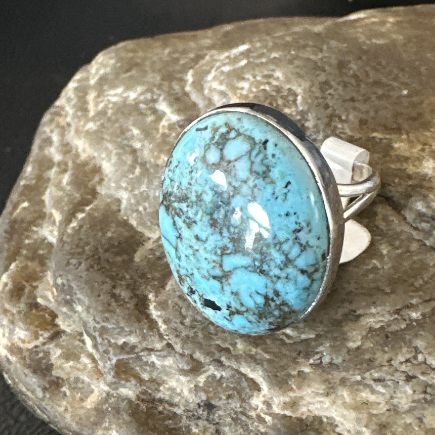 Blue Turquoise#8 Southwestern Sterling Silver Ring Size 8 19747