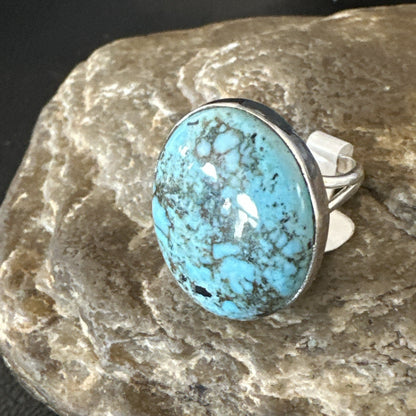 Blue Turquoise#8 Southwestern Sterling Silver Ring Size 8 19747