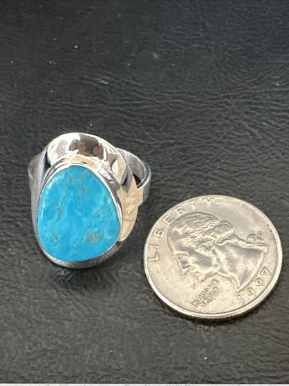 Sterling Silver Blue Kingman Turquoise Ring Size 10 17679