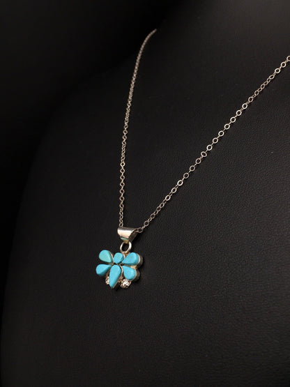 Turquoise Butterfly Pendant Southwestern Zuni Sterling Silver Chain 04777