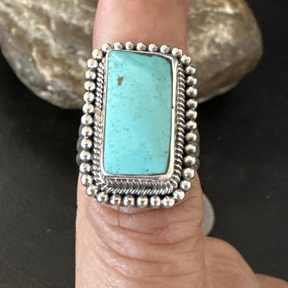 Blue Turquoise #8 Navajo Sterling Silver  Ring Size 6 18827