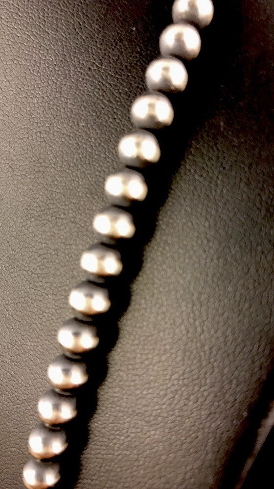Native POPULAR Navajo 4mm Sterling Silver Beads Necklace 21" Sale