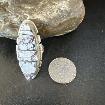 Mens Womens Wild Horse Turquoise Inlay Navajo Sterling Silver Ring Sz 7 19109