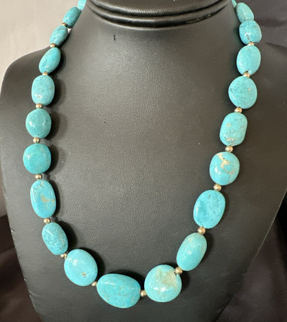 Authentic Gold filled Blue Sleeping Beauty Turquoise Navajo Necklace 20” 18607