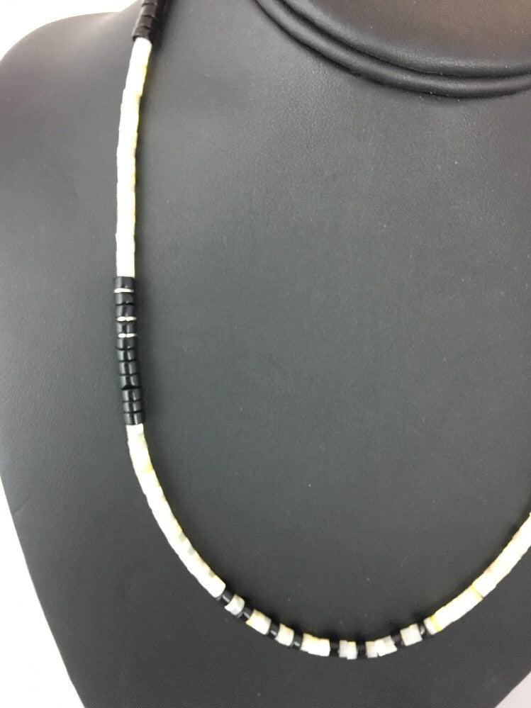 Handmade Native American Black Onyx Sterling Silver Men's Necklace 10052