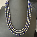 Blue Lapis Lazuli Tan Shell 3 Strand Navajo Necklace 21" | Sterling Silver | Authentic Native American Handmade | 19703