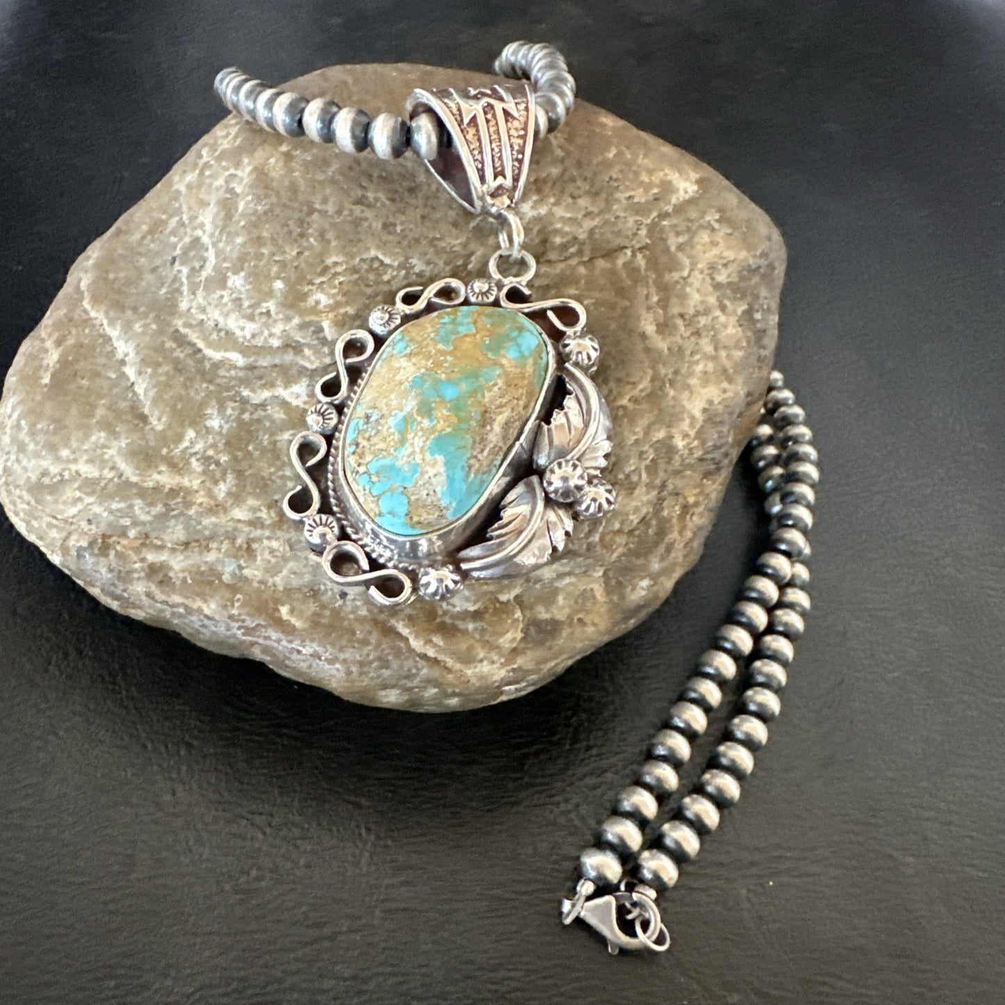 WoMens Navajo Pearls Sterling Silver Royston Turquoise Necklace Pendant 19362