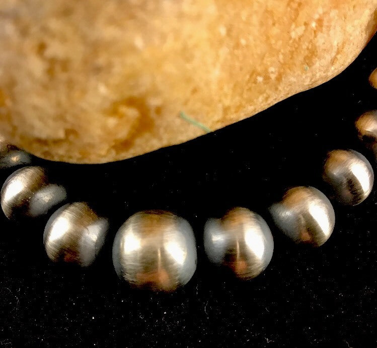 Navajo Pearls Graduated Sterling Silver Bead Necklace 36"