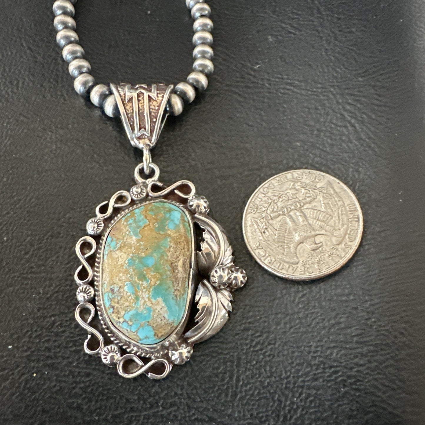 WoMens Navajo Pearls Sterling Silver Royston Turquoise Necklace Pendant 19362