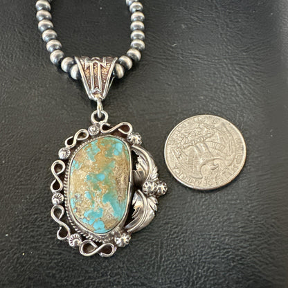 WoMens Navajo Pearls Sterling Silver Royston Turquoise Necklace Pendant 19362